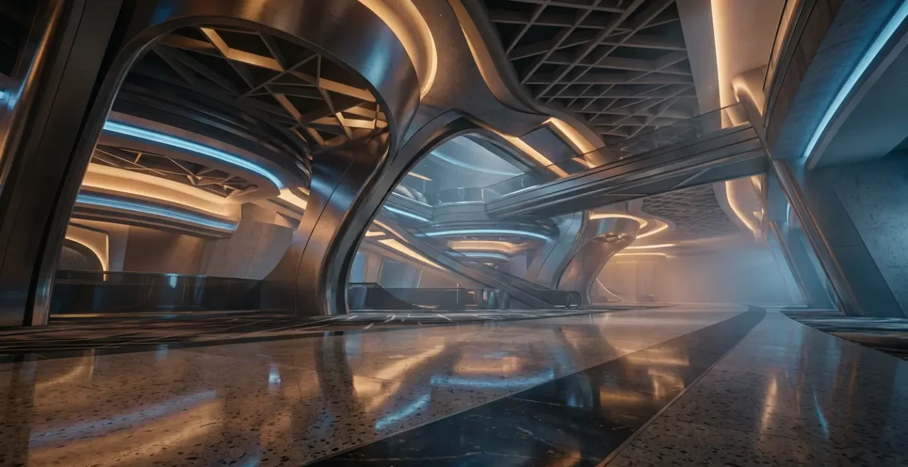 Casino gaming floor with atmospheric lighting and psychological design elements creating a timeless environment