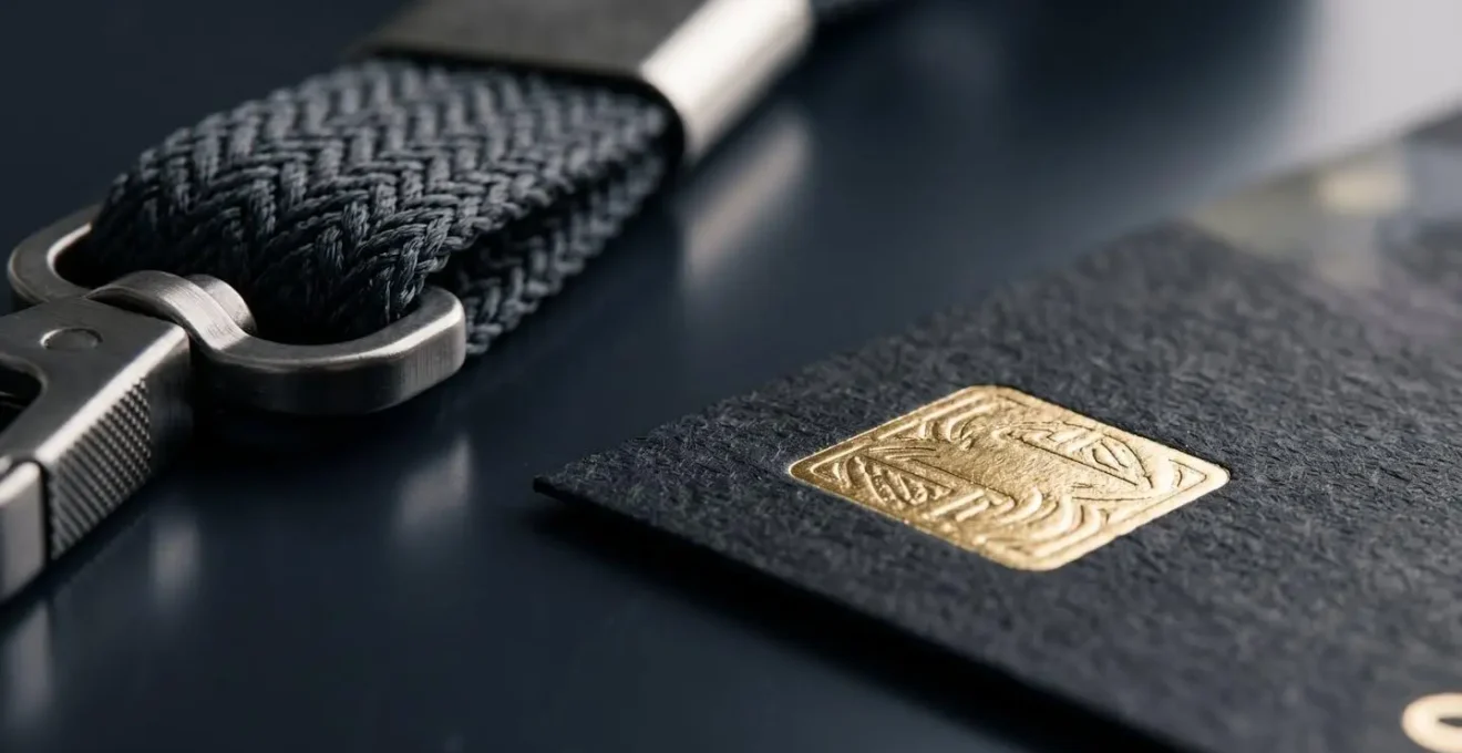 Macro close-up of premium event access materials with shallow depth of field