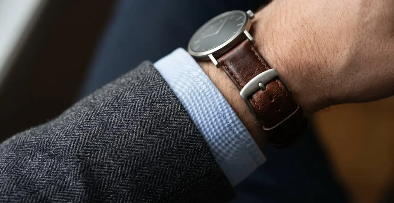 Close-up of upscale casual attire showing fabric textures and tailored fit details